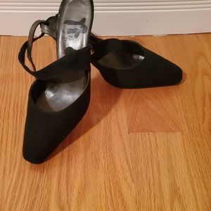 Black suede pumps